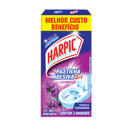 Harpic Pastilhas Adesivas 2 em 1 Lavanda - 3x9g cada